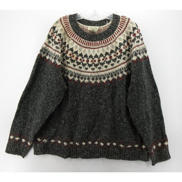 VINTAGE St Johns Bay Sweater 3X Plus Wool Fair Isle Nordic Yoke 90s * - Picture 1 of 11